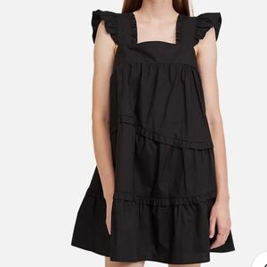 En Saison Byblos Black Ruffle Strap Tiered Mini Dress Size 3x